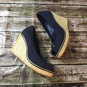 Tory Burch Espadrille Peep Toe Wedge
